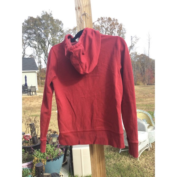 Vintage Lucky Brand womens zip up hoodie sweatshirt M embroidered red Y2K crane - Picture 11 of 12